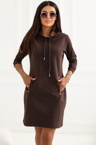 Brown Daydress in Day Dresses with Cotton and Spandex