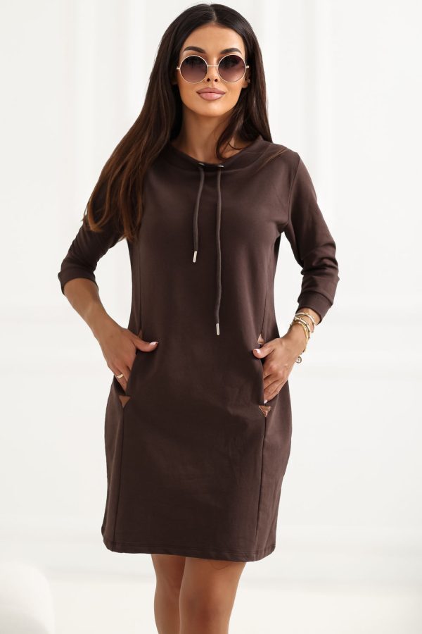 Brown Daydress in Day Dresses with Cotton and Spandex
