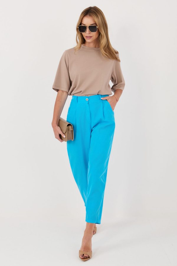 Blue Corduroy Trousers in Pants, Trousers, Shorts with Cotton and Spandex