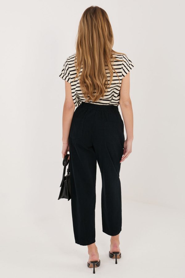 Black Corduroy Trousers in Pants, Trousers, Shorts with Cotton and Spandex