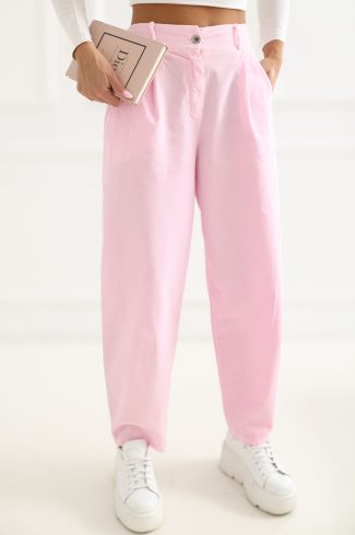 Pink Corduroy Trousers in Pants, Trousers, Shorts with Cotton and Spandex