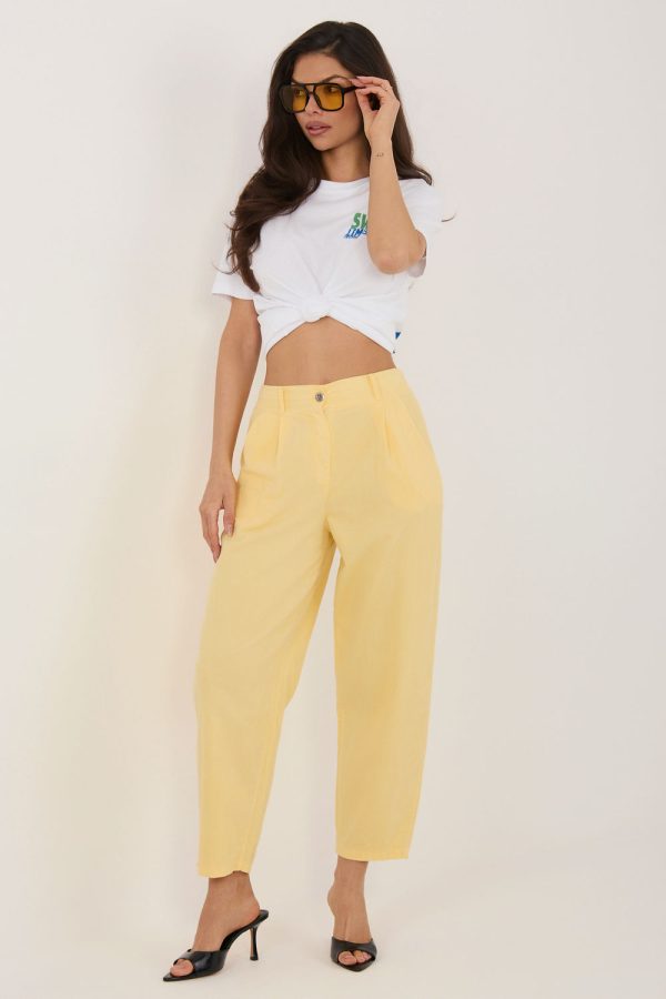 Yellow Corduroy Trousers in Pants, Trousers, Shorts with Cotton and Spandex