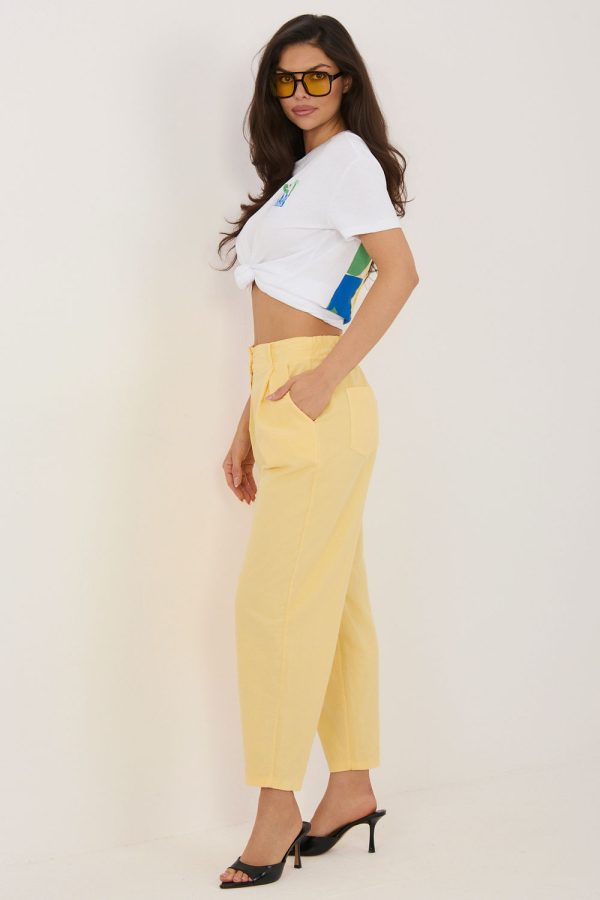 Yellow Corduroy Trousers in Pants, Trousers, Shorts with Cotton and Spandex