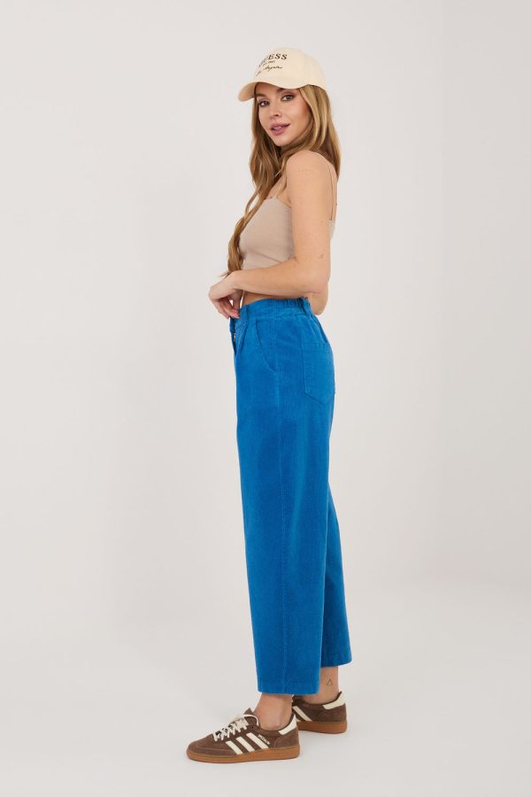 Blue Corduroy Trousers in Pants, Trousers, Shorts with Cotton and Spandex