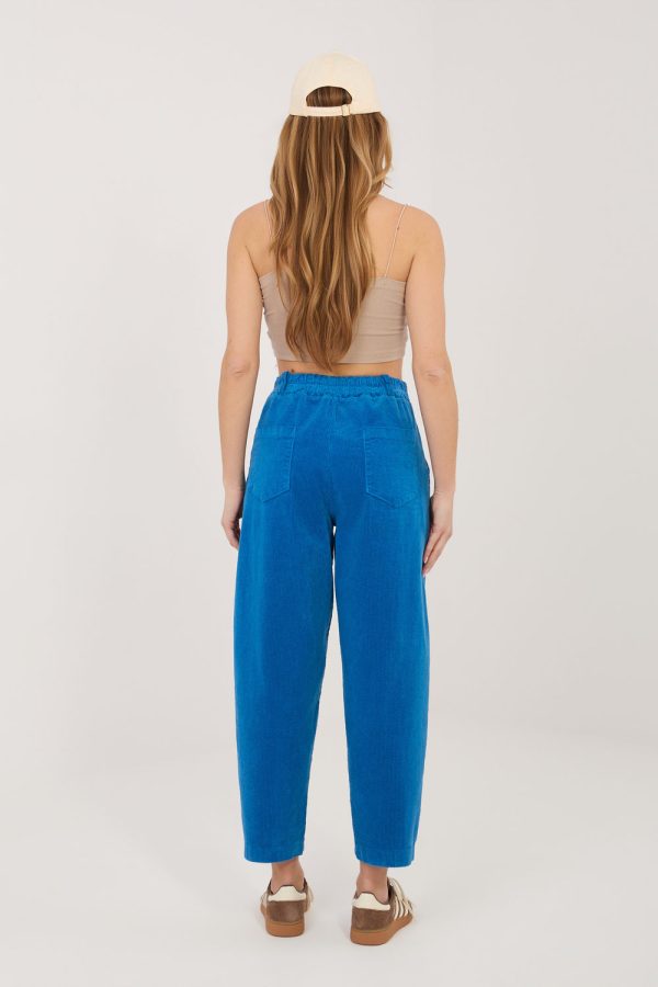Blue Corduroy Trousers in Pants, Trousers, Shorts with Cotton and Spandex