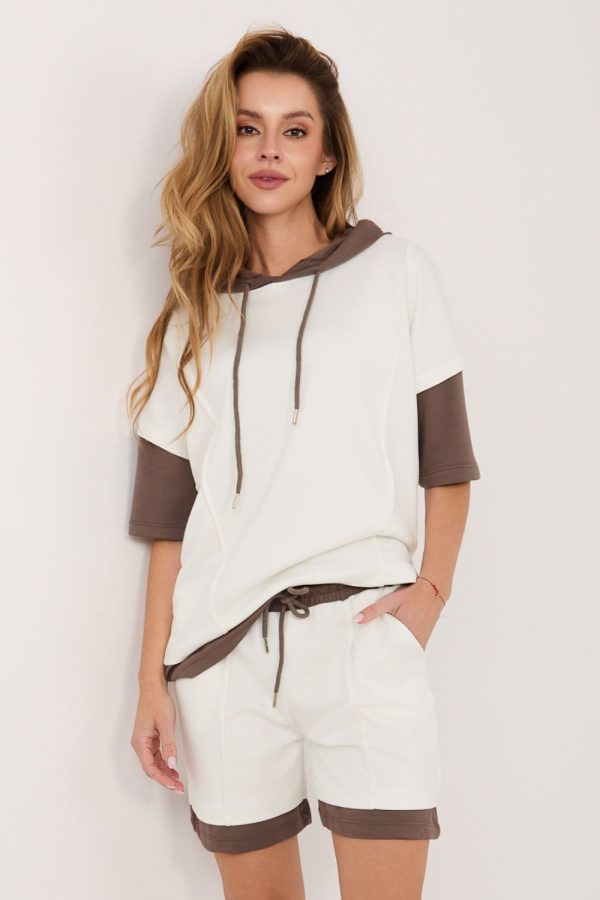 White Set in Pants, Trousers, Shorts with Spandex and Viscose