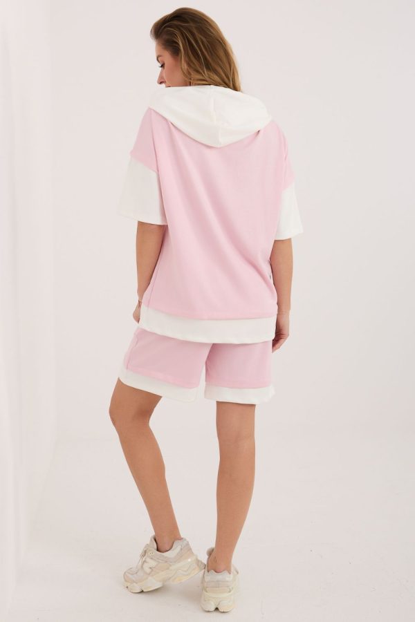 Pink Set in Pants, Trousers, Shorts with Spandex and Viscose