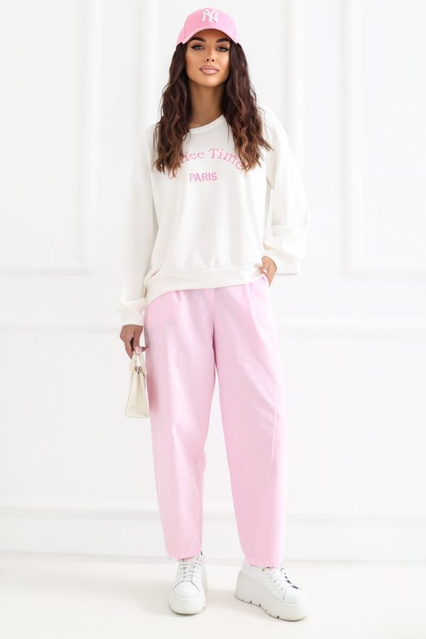 Pink Corduroy Trousers in Pants, Trousers, Shorts with Cotton and Spandex