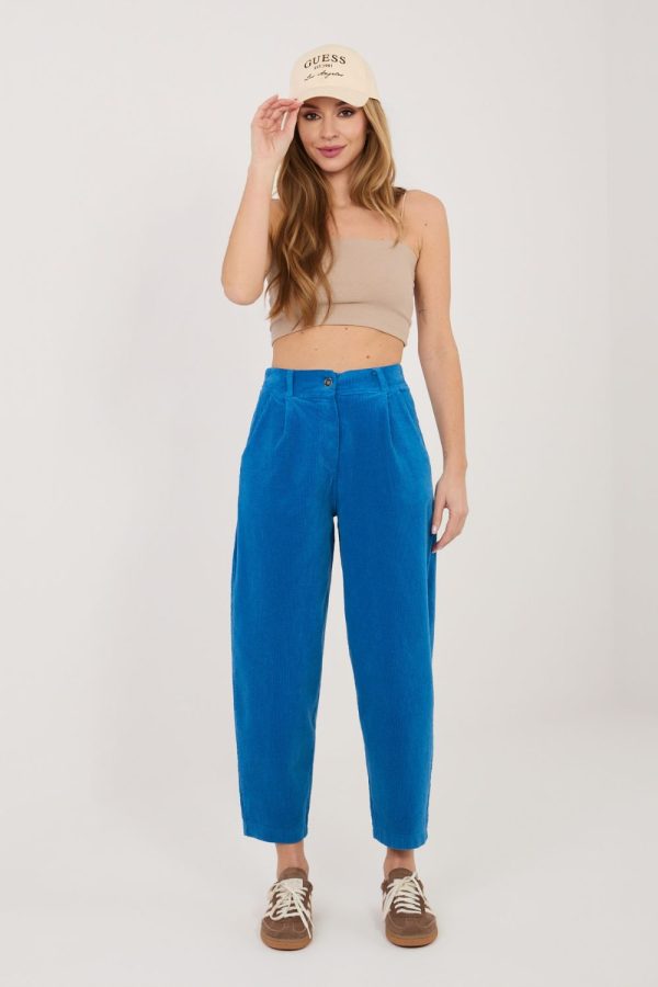Blue Corduroy Trousers in Pants, Trousers, Shorts with Cotton and Spandex