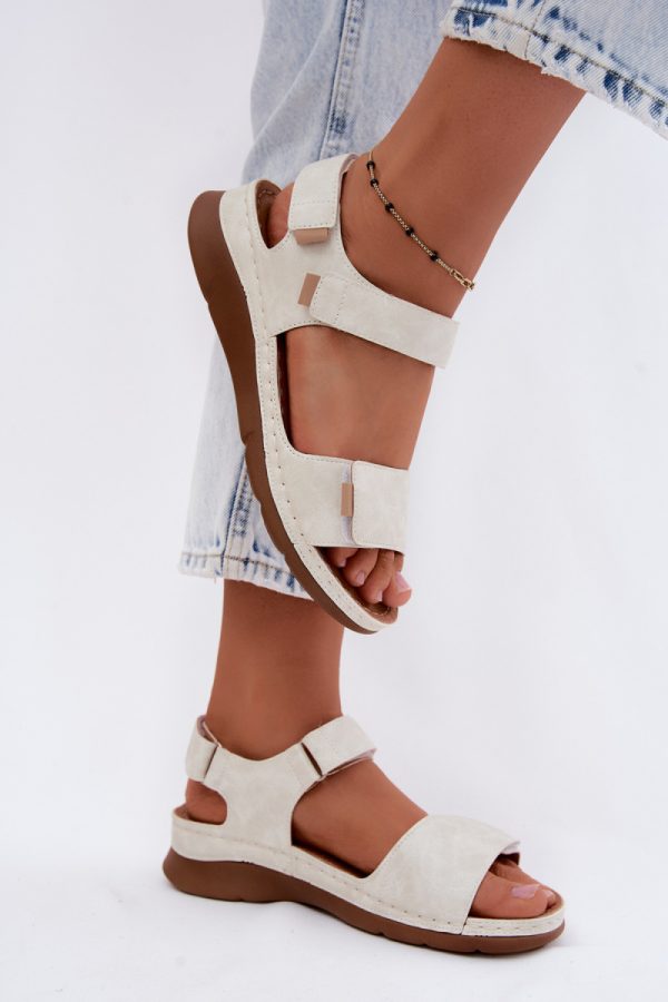 White Buskin in Sandals & Flip-Flops For Women with Fabric, Footbed and Heel Height
