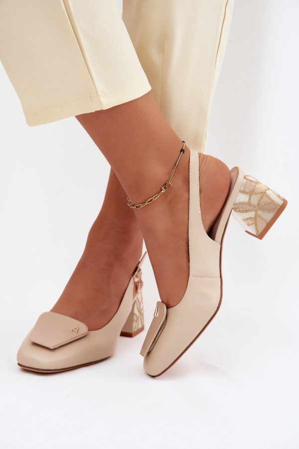 beige Block heel pumps model 228407 Step in style