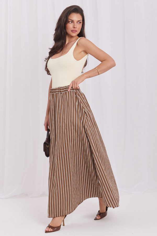 Brown Skirt in Skirts with Cotton and Spandex