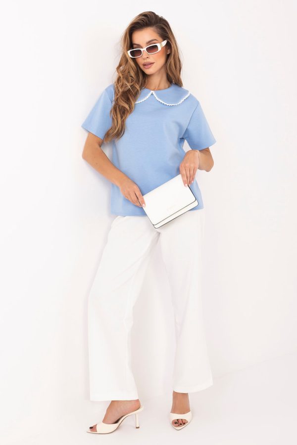 Blue Blouse in Women`s Blouses, Tunics with Spandex, Polyester and Viscose