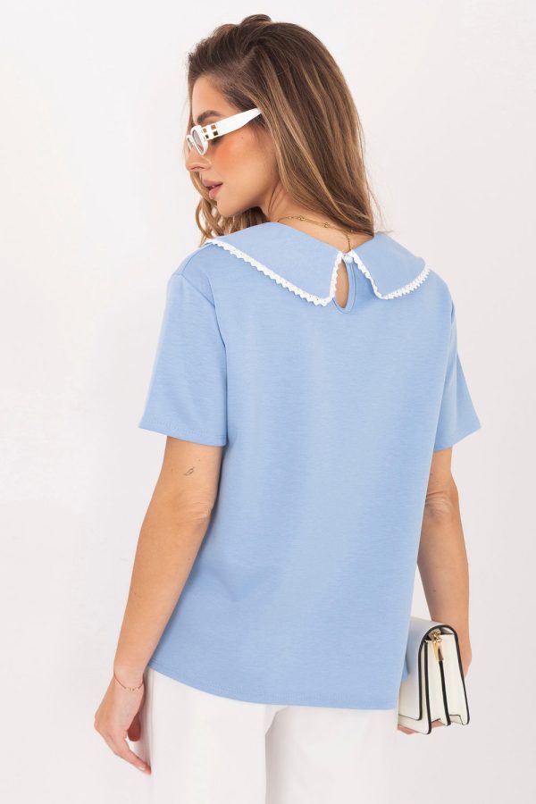Blue Blouse in Women`s Blouses, Tunics with Spandex, Polyester and Viscose