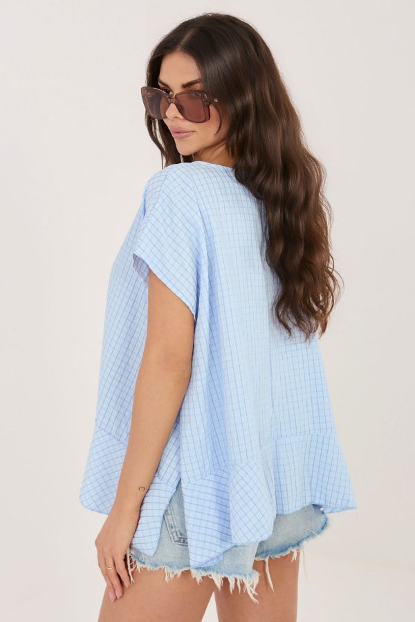 Blue Blouse in Women`s Blouses, Tunics with Lyocel, Polyester and Viscose