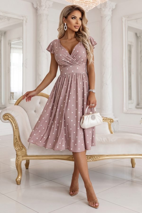 Beige Daydress in Day Dresses with Spandex and Polyester