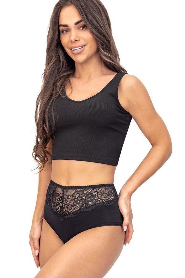 Black Panties in Briefs with Cotton and Spandex