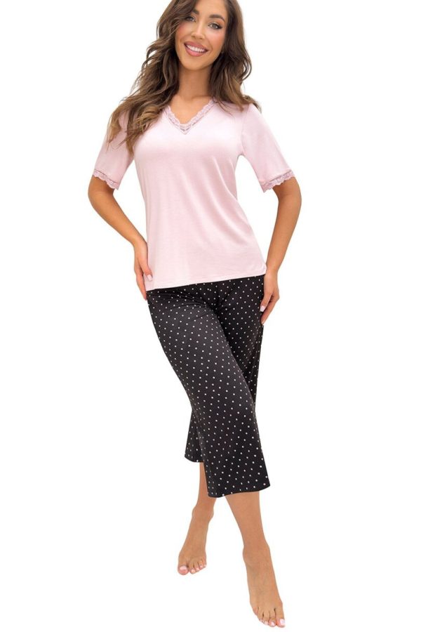 Black Pyjama in Women`s Pyjamas, Sleepwear Sets with Spandex and Viscose