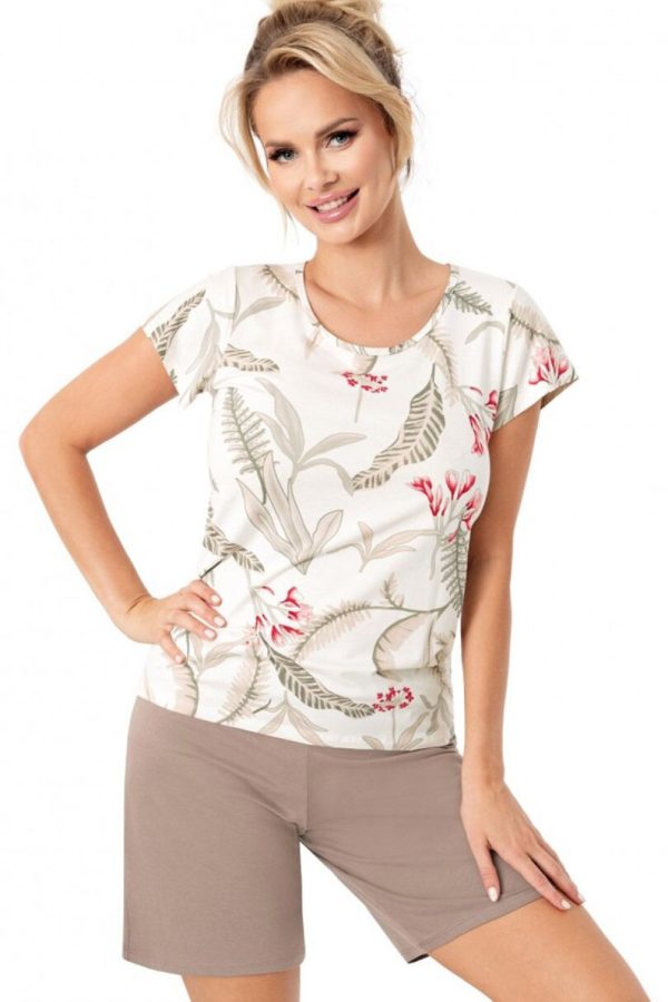 Beige Pyjama in Women`s Pyjamas, Sleepwear Sets with Spandex and Viscose
