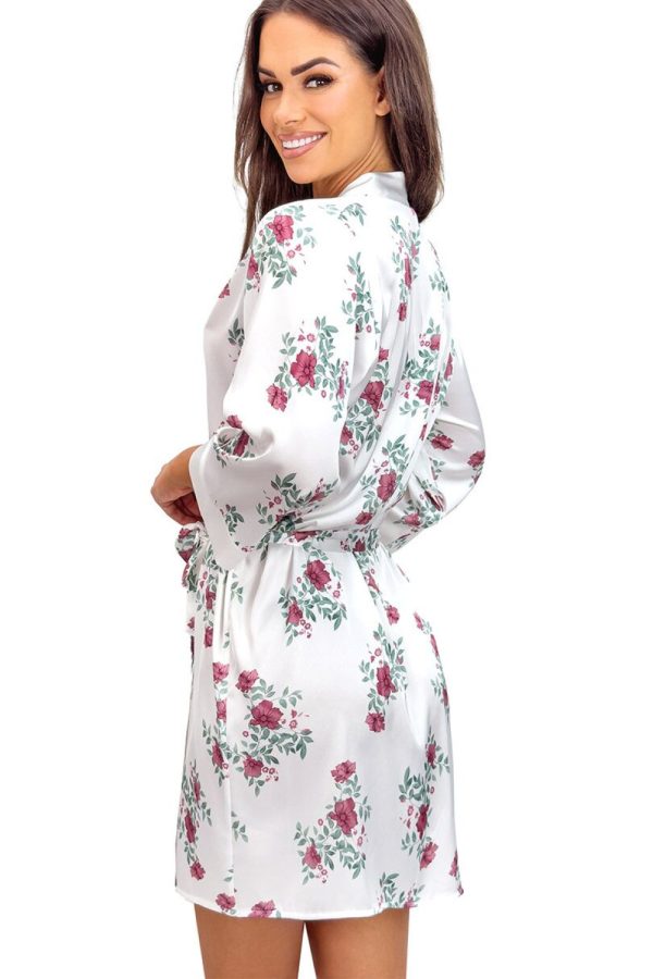 Beige Short Bathrobe in Dressing Gowns, Bathrobes For Women with Spandex and Polyester