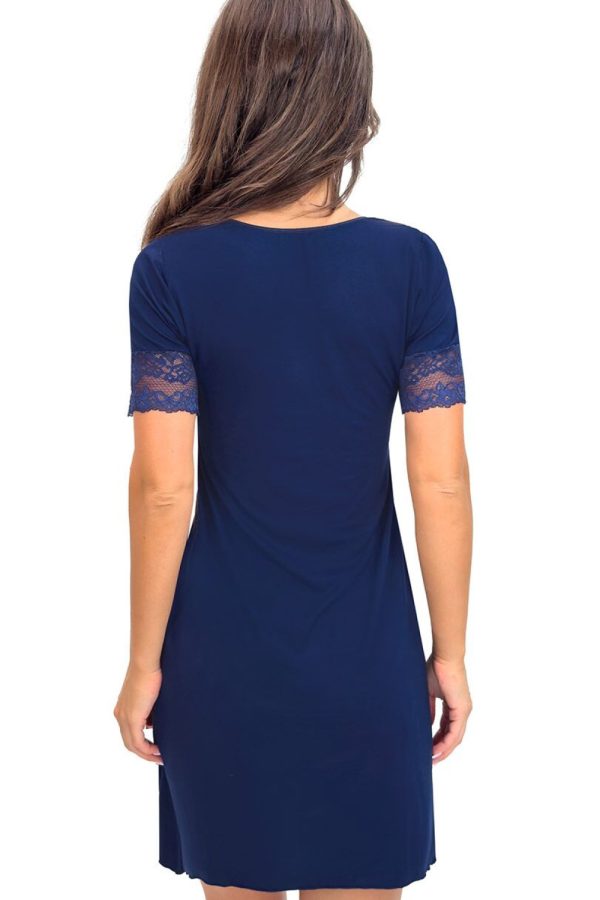 Navy Blue Nightshirt in Nightgowns, Nighties, Sleep Shirts with Spandex and Viscose