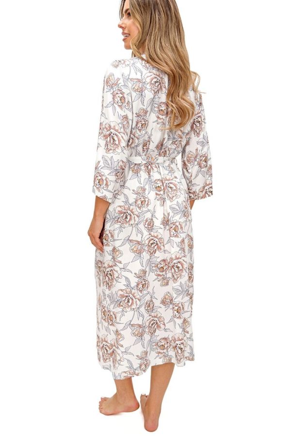 Beige Bathrobe in Dressing Gowns, Bathrobes For Women with Viscose
