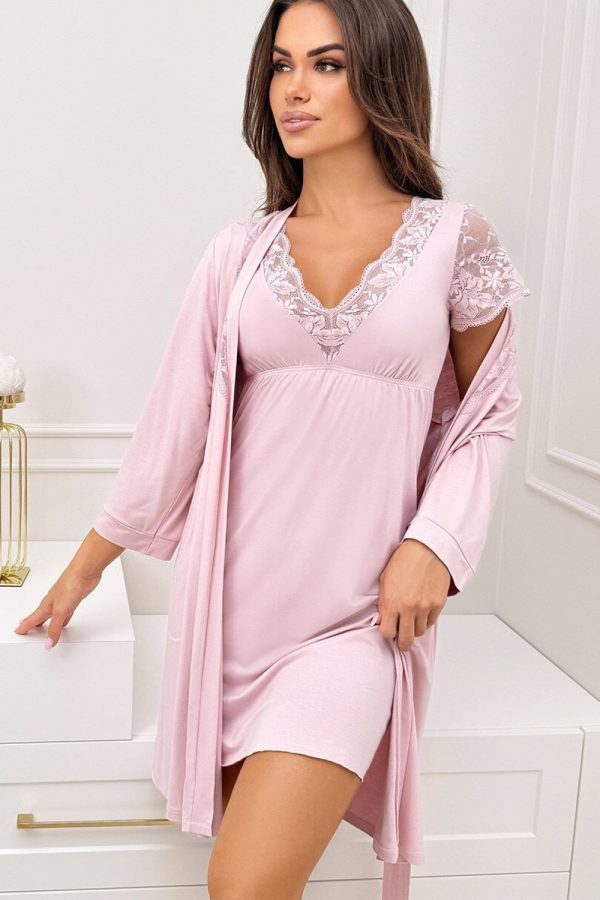 Pink Short Bathrobe in Dressing Gowns, Bathrobes For Women with Spandex and Viscose
