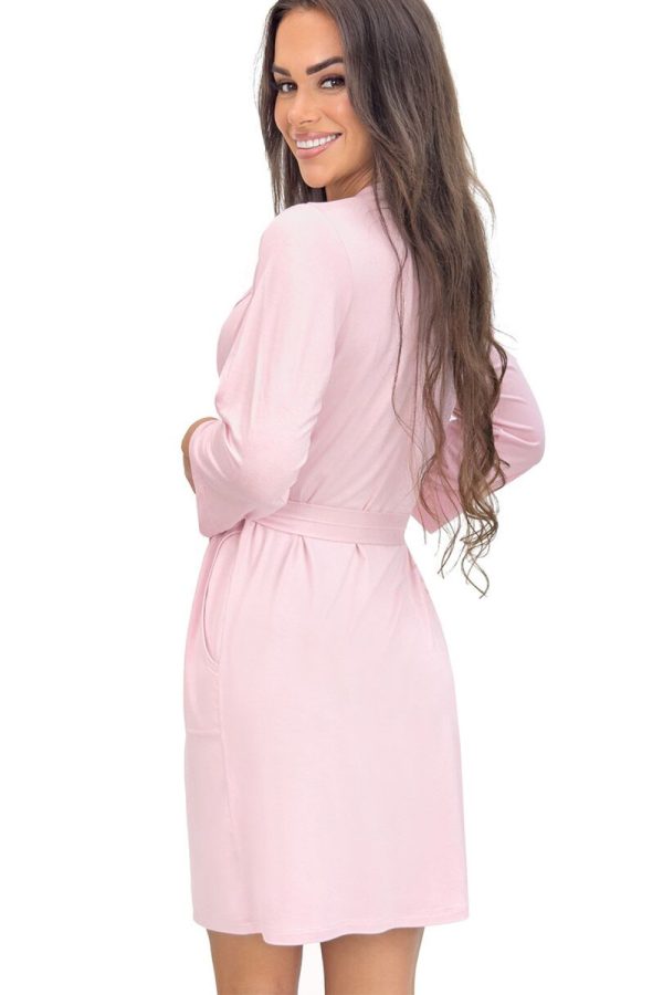 Pink Short Bathrobe in Dressing Gowns, Bathrobes For Women with Spandex and Viscose
