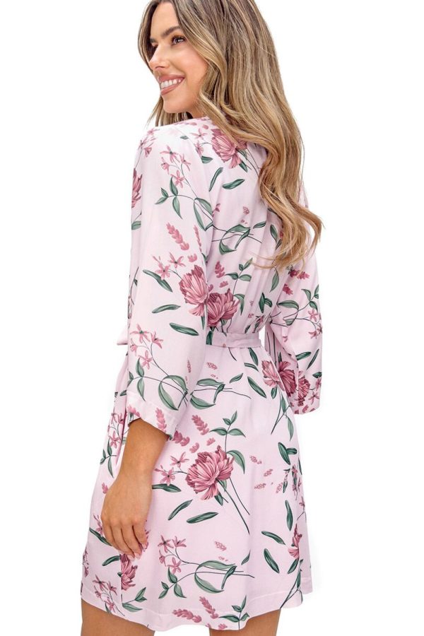 Pink Short Bathrobe in Viscose .