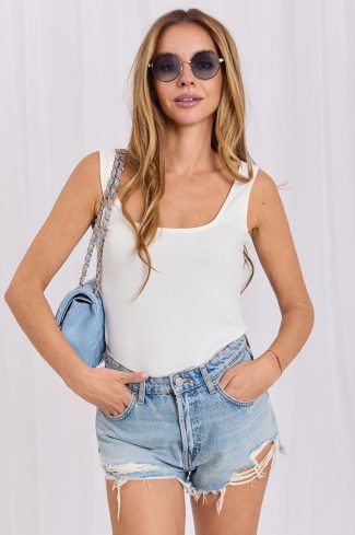 Beige Top in Undershirts / Tops with Cotton and Spandex