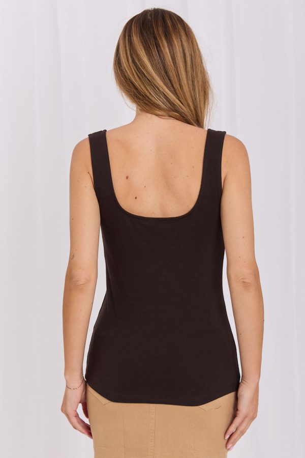 Brown Top in Undershirts / Tops with Cotton and Spandex