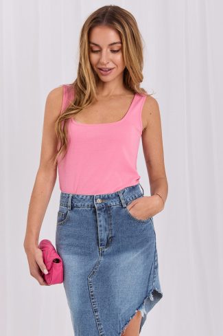 Pink Top in Undershirts / Tops with Cotton and Spandex