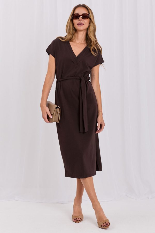 Brown Daydress in Day Dresses with Cotton and Spandex