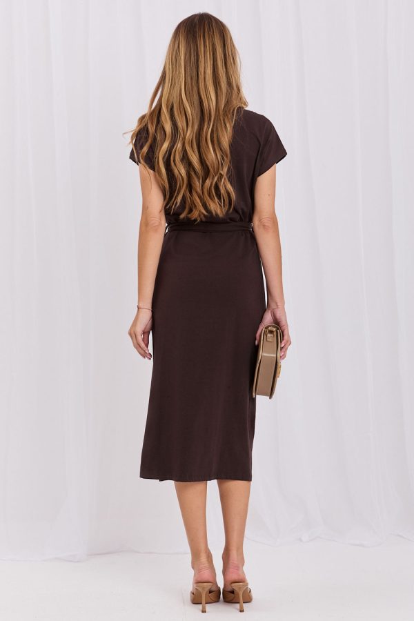 Brown Daydress in Day Dresses with Cotton and Spandex