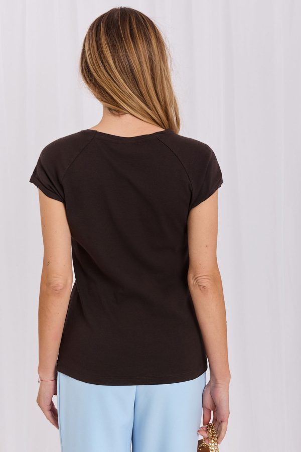 Brown T-shirt in Women`s Tops, T-shirts, Singlets with Cotton and Spandex