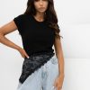 Black T-shirt in Women`s Tops, T-shirts, Singlets with Cotton and Spandex