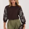 Brown Sweatshirt in Sweatshirts For Women with Cotton and Spandex