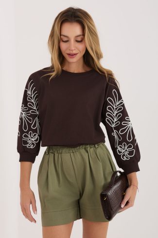 Brown Sweatshirt in Sweatshirts For Women with Cotton and Spandex
