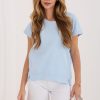 Blue Blouse in Women`s Blouses, Tunics with Cotton and Spandex