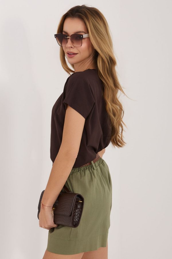 Brown Blouse in Women`s Blouses, Tunics with Cotton and Spandex