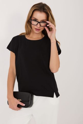 Black Blouse in Women`s Blouses, Tunics with Cotton and Spandex