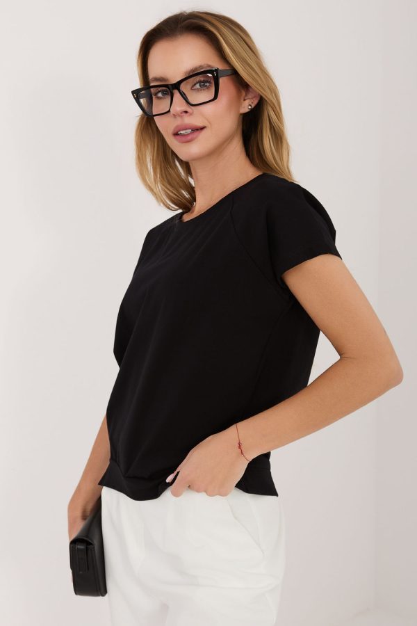 Black Blouse in Women`s Blouses, Tunics with Cotton and Spandex