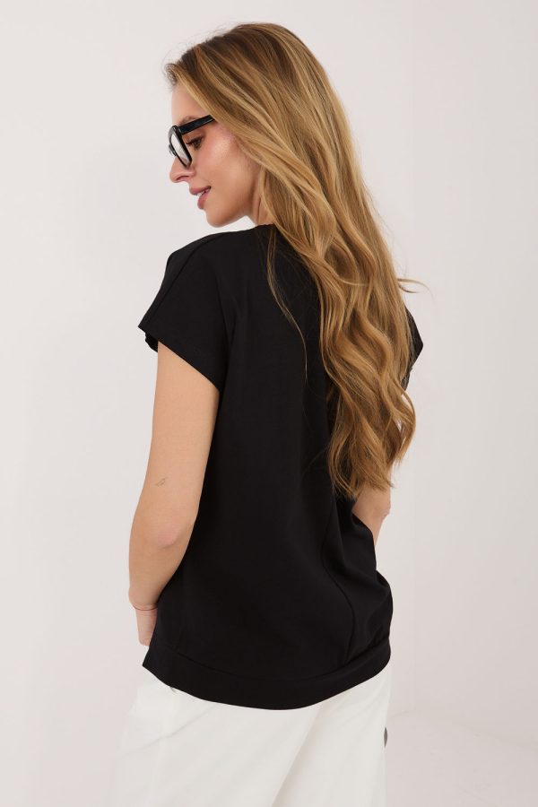 Black Blouse in Women`s Blouses, Tunics with Cotton and Spandex