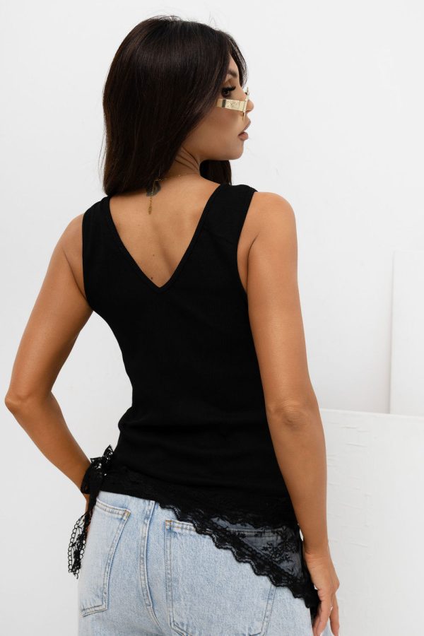 Black Top in Undershirts / Tops with Cotton and Spandex