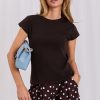 Brown T-shirt in Women`s Tops, T-shirts, Singlets with Cotton and Spandex