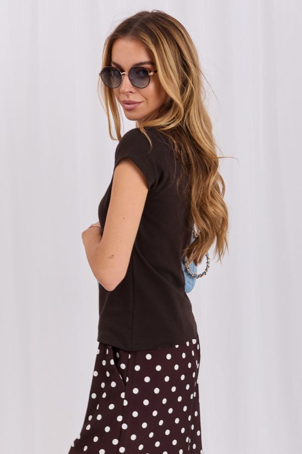 Brown T-shirt in Women`s Tops, T-shirts, Singlets with Cotton and Spandex