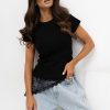 Black T-shirt in Women`s Tops, T-shirts, Singlets with Cotton and Spandex