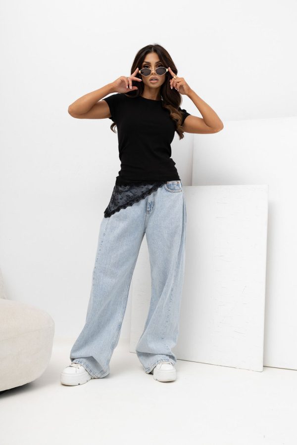Black T-shirt in Women`s Tops, T-shirts, Singlets with Cotton and Spandex