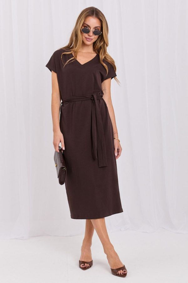 Brown Daydress in Day Dresses with Cotton and Spandex