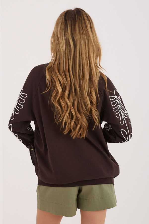 Brown Sweatshirt in Sweatshirts For Women with Cotton and Spandex